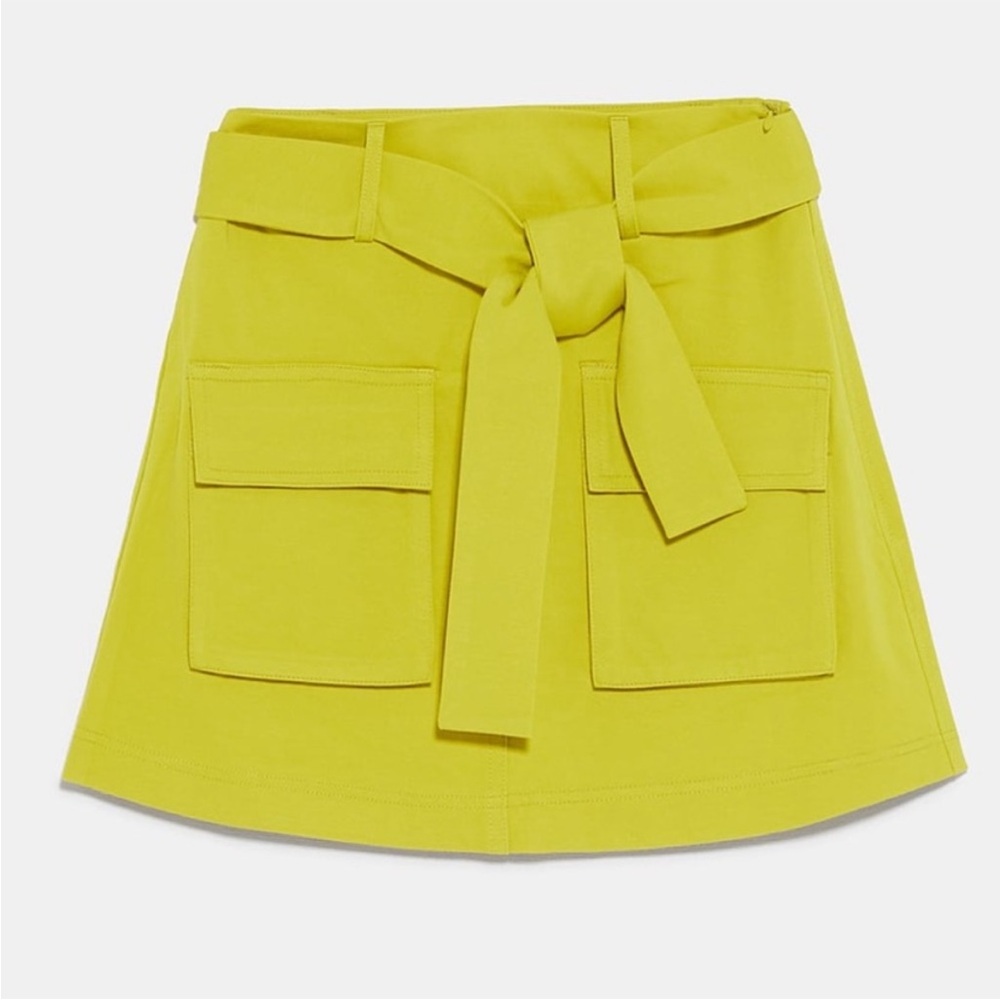 Zara Vibrant Yellow Mini Skirt with Belt